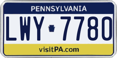 PA license plate LWY7780