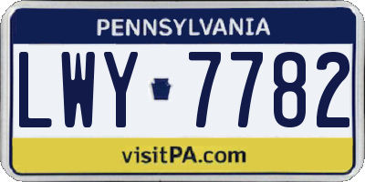 PA license plate LWY7782