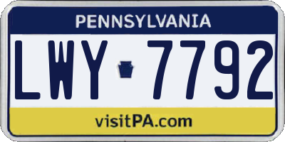 PA license plate LWY7792