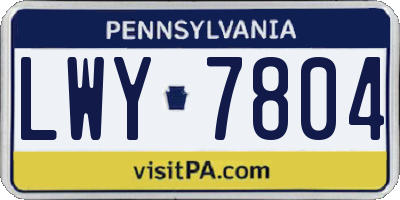 PA license plate LWY7804