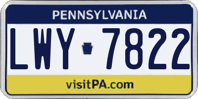 PA license plate LWY7822