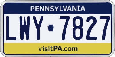 PA license plate LWY7827