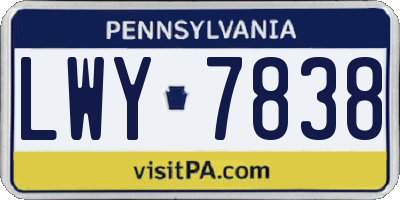 PA license plate LWY7838