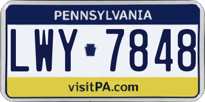 PA license plate LWY7848
