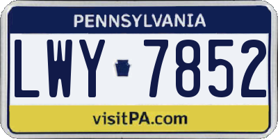 PA license plate LWY7852