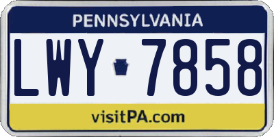 PA license plate LWY7858