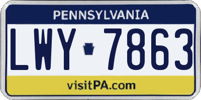 PA license plate LWY7863