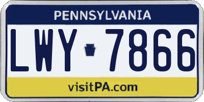 PA license plate LWY7866