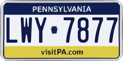 PA license plate LWY7877