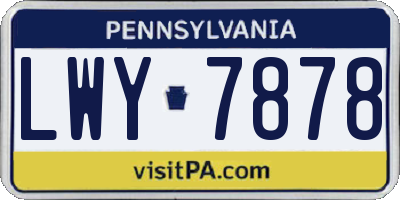 PA license plate LWY7878