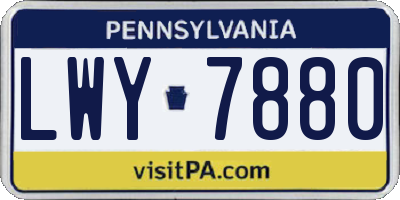 PA license plate LWY7880