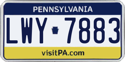 PA license plate LWY7883
