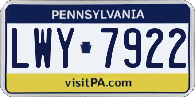 PA license plate LWY7922