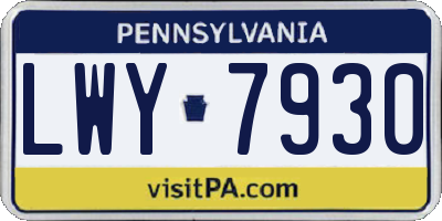 PA license plate LWY7930