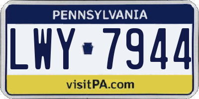 PA license plate LWY7944