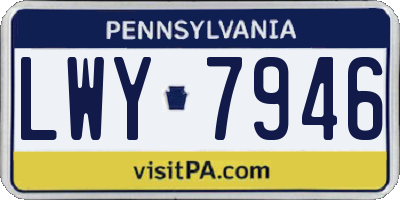 PA license plate LWY7946