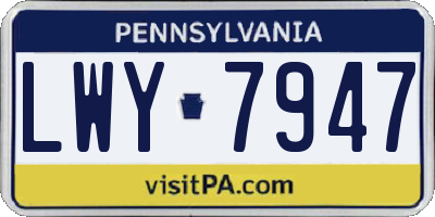 PA license plate LWY7947