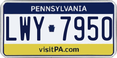PA license plate LWY7950