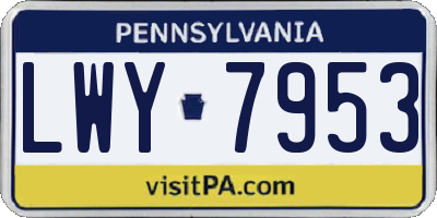 PA license plate LWY7953