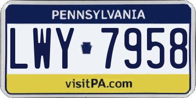 PA license plate LWY7958
