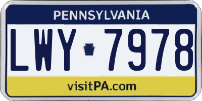 PA license plate LWY7978