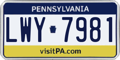 PA license plate LWY7981