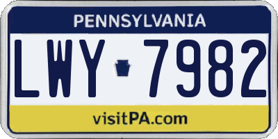 PA license plate LWY7982