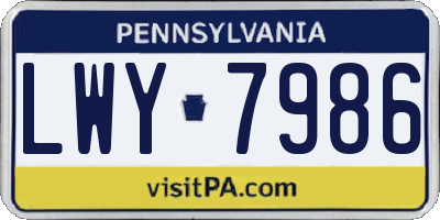 PA license plate LWY7986