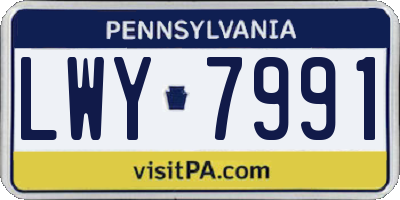 PA license plate LWY7991
