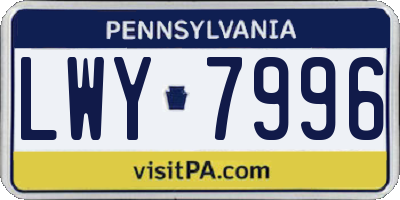 PA license plate LWY7996