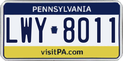 PA license plate LWY8011