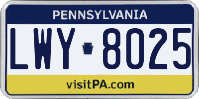 PA license plate LWY8025