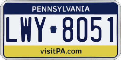 PA license plate LWY8051