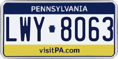 PA license plate LWY8063
