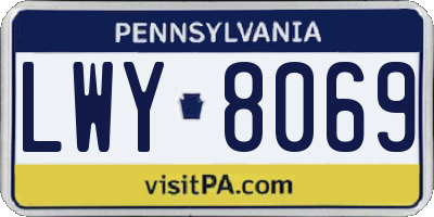 PA license plate LWY8069