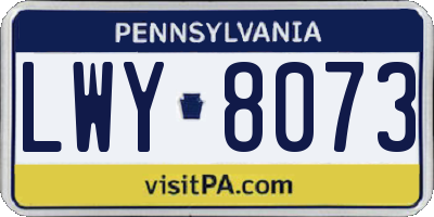 PA license plate LWY8073