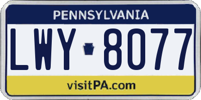 PA license plate LWY8077