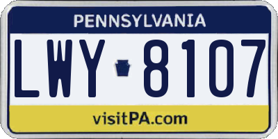 PA license plate LWY8107