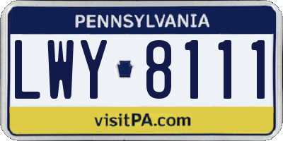 PA license plate LWY8111