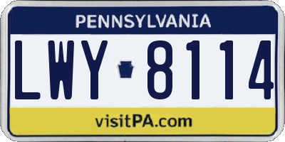 PA license plate LWY8114