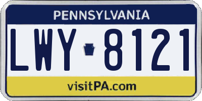 PA license plate LWY8121