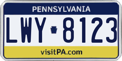 PA license plate LWY8123