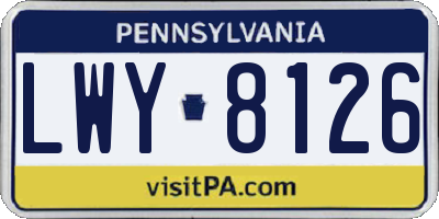 PA license plate LWY8126