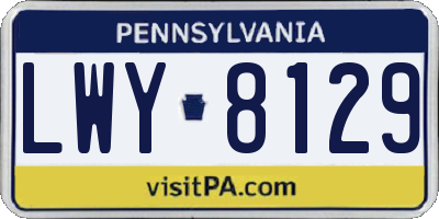PA license plate LWY8129