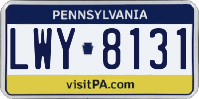PA license plate LWY8131