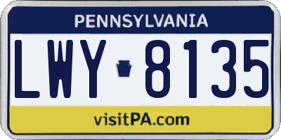 PA license plate LWY8135