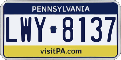 PA license plate LWY8137