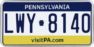 PA license plate LWY8140