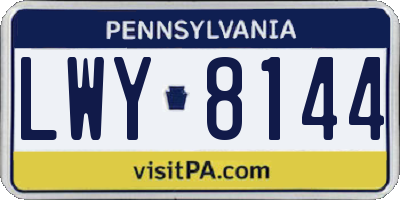 PA license plate LWY8144