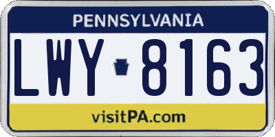 PA license plate LWY8163